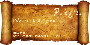 Pázsit Ágnes névjegykártya